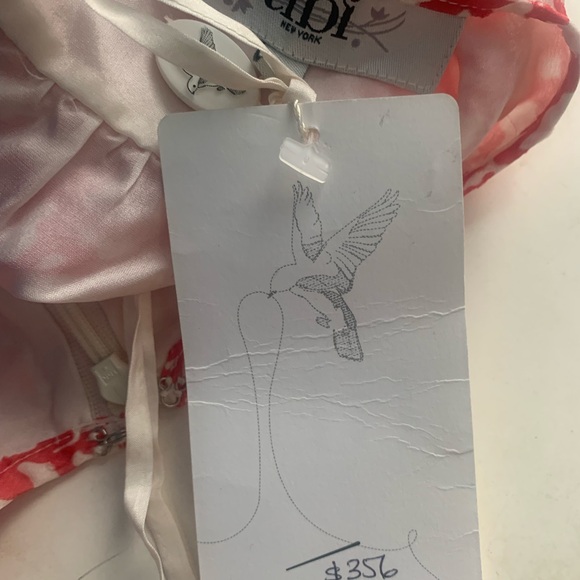 VTG Y2K Tibi 100% Silk Babydoll Coral Print Halter Top NWT Size 4 - Picture 5 of 9